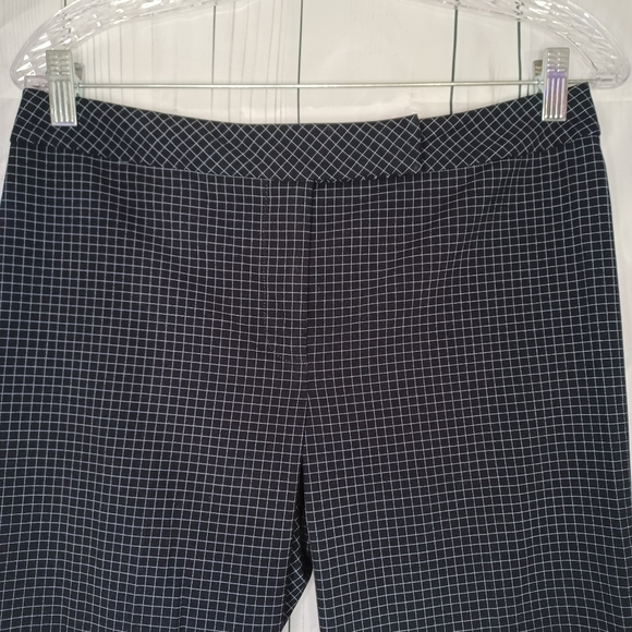 Ann Taylor Loft stretch black and light blue, checkered straight leg trousers - Picture 2 of 10
